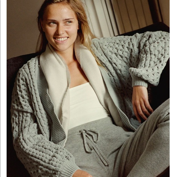 Light blue Chenille Cable Cardigan - Picture 2 of 4